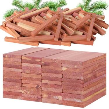 Imagem de 100 blocos de cedro para armazenamento de roupas, tábuas de madeira com fragrância natural, lascas de cedro com bolas de cedro/palitos de cedro para armazenamento de armário, cozinha, parede e