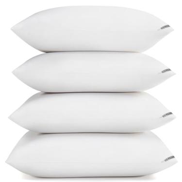 Imagem de Travesseiros de hotel de luxo para dormir 4 unidades, conjunto de 4 travesseiros de cama tamanho padrão, enchimento alternativo, travesseiros para dormir, estômago ou lateral