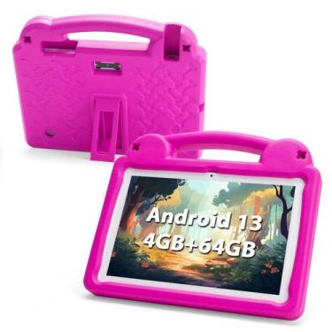 Imagem de Tablet Infantil 10 Polegadas Android 13 - 64GB WiFi 6 - Rosa