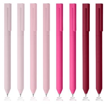 Imagem de BAYTORY 8 canetas de gel coloridas, caneta de tinta multicolorida de ponta fina de 0,5 mm, canetas coloridas, escrita suave para anotações e suprimentos de marcação (vermelha)