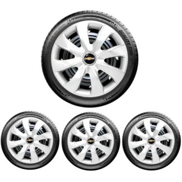 Imagem de Jogo 4 Calota Prime Prata Aro 14 Chevr Celta Corsa Sonic Montana Meriva Zafira Agile Cobalt Classic