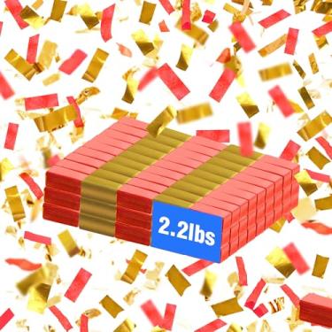 Imagem de JAPJA Papel De Confete Vermelho E Dourado - 2,2 Lbs, 1 Kg, Seda Biodegradável, Leve Antimanchas, Para Eventos, Artesanato Decoração