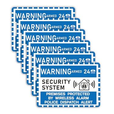 Imagem de 3 peças de sinal de sistema de alarme de segurança para casa, autoadesivo à prova de intempéries pequeno 24 horas, sistema de proteção de segurança para portas e janelas de casa, uso interno e externo