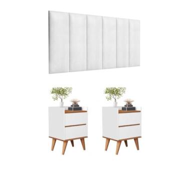 Imagem de Conjunto Cabeceira Cama Casal 1,40 Com kit 2 Criado Quarto Verona (Branco)