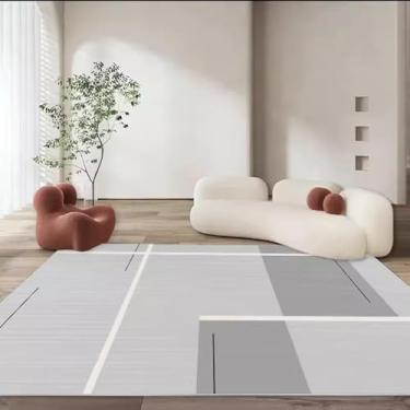 Imagem de Tapete para sala de estar, mesa de centro luxuosa, tapete preto e branco, moderno e minimalista, cobertor de cabeceira para quarto (160 x 230 cm (5,3 x 7,6 pés/X-SJR 16)
