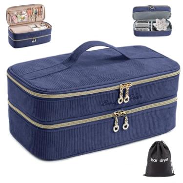 Imagem de ELCUPA Estojo de viagem para ferramentas de cabelo de camada dupla com bolsa preta para secador de cabelo com divisor removível compatível com Shark FlexStyle/SmoothStyle - Organizador de viagem de