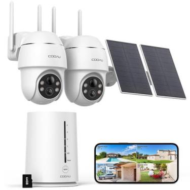 Imagem de Câmeras de segurança COOAU Solar Wireless Outdoor 4MP 2 Cam-Kit