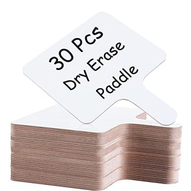 Imagem de 30 peças de 20 x 25,4 cm, quadro branco de madeira portátil, placa branca dupla face, apagável a seco, pás de leilão para estudantes, sala de aula, escritório, reuniões, votações, jogos, festa