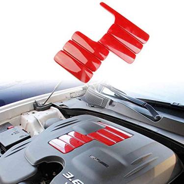Imagem de crosselec Guarnições de painel de cobertura de motor vermelho para Dodge Charger Challenger Chrysler 300/300C 2015-2021