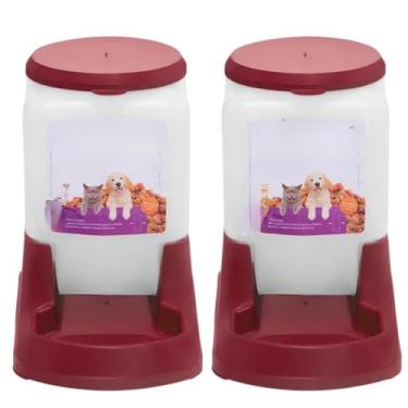 Imagem de Kit Comedouro e Bebedouro para Cães e Gatos Automático Refil 3 Litros(Vermelho)