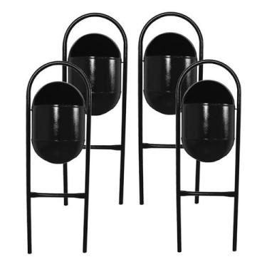 Imagem de Kit 4 Lixeira Portugal FechadaChapa Parque Calçada Rua 115cm - Santa E