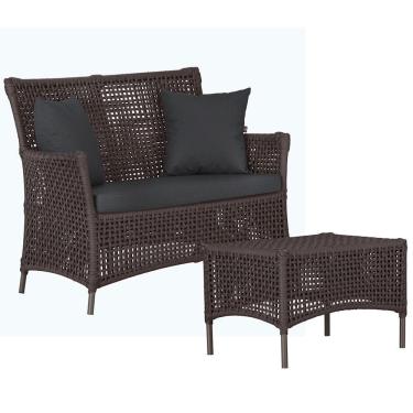 Imagem de Sofá E Mesa Igapó 2 Lugares Varanda Jardim Piscina Aluminio Marrom