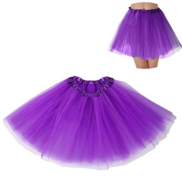 Imagem de Saia tutu BFONS Purple Tule de 3 camadas para mulheres e meninas