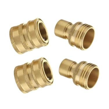 Imagem de Ｂｅｓｇａ 4 peças de mangueira de jardim conexão rápida conexão de mangueira de água 3/4 polegadas substituição fácil instalação acessórios conector de, LatÃo