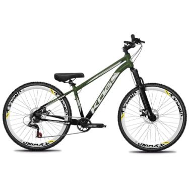 Imagem de Bicicleta Aro 26 KOG 1x7 Freeride – Bike para Grau, Freeride Urbano, Suspensão 80mm, Freios a Disco, 7 Velocidades, Preto Verde Militar, Adesivo Branco,Vmaxx Branco