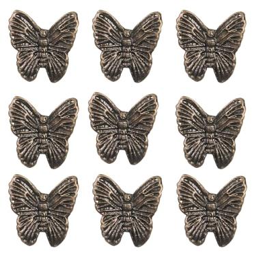 Imagem de collectiblesBuy Puxadores de porta de armário vintage em forma de borboleta, puxadores de gaveta antigos puxadores decorativos retrô para cômoda gaveta móveis decoração ferragens (5 cm, 9, peças)