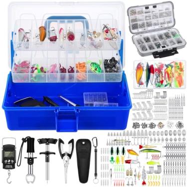 Imagem de Seenelling Kit de ferramentas de pesca de 466 peças com 3 caixas de equipamentos com equipamento incluído, iscas, ganchos, chumbadas, kit de acessórios de ferramentas de remoção de anzol, alicates
