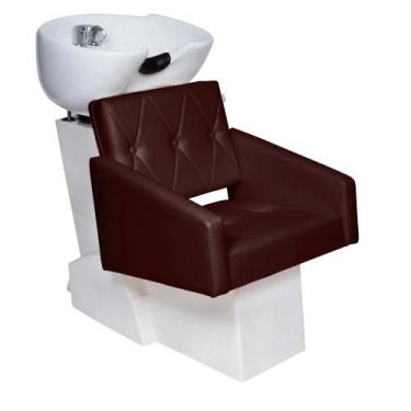 Imagem de Lavatório Cuba porcelana Branca Diamante Para salão Estofado Marrom - 