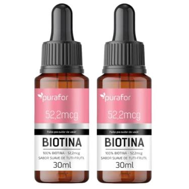 Imagem de Kit com 2 Frascos de Biotina em Gotas 30ml 52,2mcg - Suplemento Alimentar - Cabelo e Pele - Vitamina B7 100% Pura