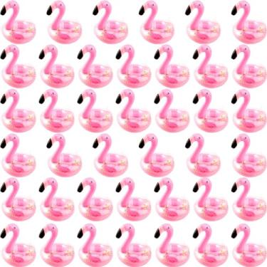 Imagem de Sonarun Pacote Com 40 Porta-Copos Infláveis De Flamingo, Glitter, Confete Rosa, Copo Inflável Brilhante Para Piscina, Praia, Festa Havaiana, Brinquedos