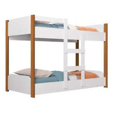 Imagem de Beliche Minicama Infantil Quarto Criança Mdf Escada Grade Proteção Branco / Nature