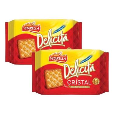 Imagem de Kit 2 Pct Biscoito Bolacha Delicita Cristal Vitarella Pacote 414g