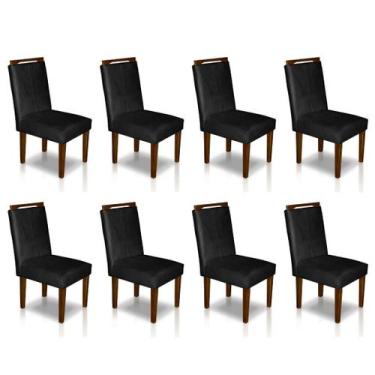Imagem de Kit 8 Cadeiras para Sala de Jantar Sophia - Tacla's Decor, Preto