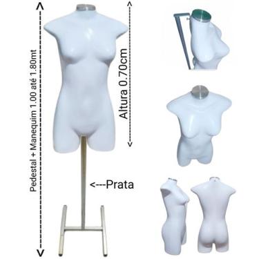 Imagem de Manequim feminino adulto (meio corpo jó n.36) branco com tampa prata +