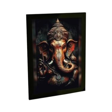 Imagem de Quadro Decorativo Ganesha Ilustração Hinduísmo Estatua Bronze
