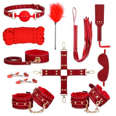 Imagem de UTIMI Sex Bondage Bdsm Kit Restrições - Upgrade 11Pcs Conjuntos Com Algemas Ajustáveis Colarinho Tornozelo Algema Venda Pena Cócegas Jogos Adultos Brinquedos Sexuais Para Homens Mulheres E Casais Pre