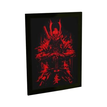 Imagem de Quadro Decorativo Samurai Dark Akuma Ilustração Preto Decoração Poster Quarto Sala