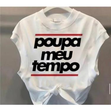 Imagem de Cropped carnaval poupa meu tempo - loja dinka, M, BRANCO