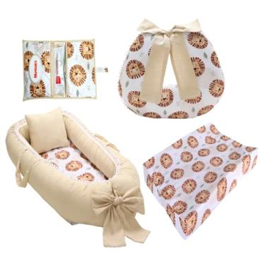 Imagem de Kit Ninho Redutor Bebê + Almofada Amamentação + Trocador Impermeável + Porta Lenço Menina Menino(LEÃOZINHO)