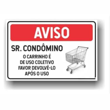 Imagem de Placa de Aviso/Sinalização/Carrinho de compras de condominio (15x20cm)