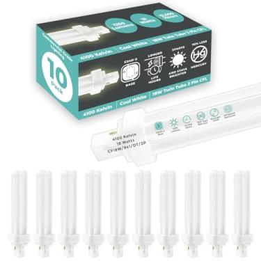 Imagem de GoodBulb Lâmpadas Fluorescentes Compactas De 18 Watts, 2 Pinos, Base G24D-2, 4100K, Branco Frio, W, Alto Rendimento, 1200 Lúmens, Tubo Duplo, Plug-In, Pacote Com 10