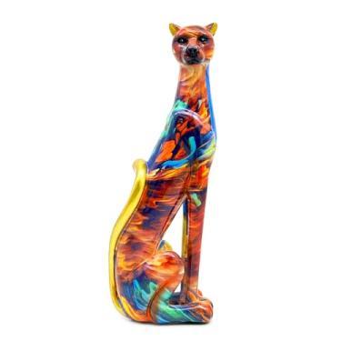 Imagem de Colorful Leopard Statue Art Figurine Sculpture Collectible Gifts for Leopard Lover Office Home Decor Desk Accessories Decoration Garden Figurines Outdoor Decor (Color G)