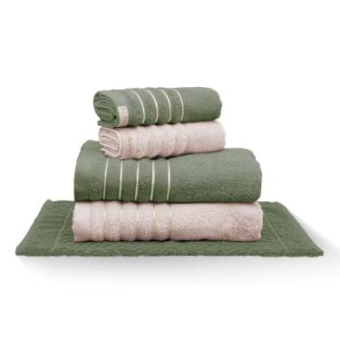 Imagem de Jogo de Toalhas de Banho Premium, 5 Peças, Gramatura 500g, Fio Penteado, Tamanho Banhão, Golden (Verde Bandeira/Ropa Gloss)