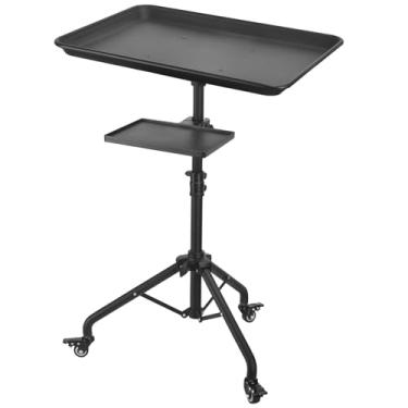 Imagem de Bandeja de salão com rodas, bandeja de tatuagem com plataforma de armazenamento, bandeja de rolamento de serviço de altura ajustável, bandeja de armazenamento para spa de clínica de beleza, carrinho