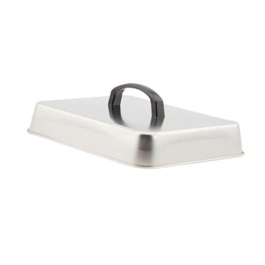 Imagem de IEUDNS Tampa para grelha, cúpula para derreter queijo, chapa para regar, tampa para cozinhar a vapor em aço inoxidável 304 para bifes de hambúrguer, 40x30x5cm