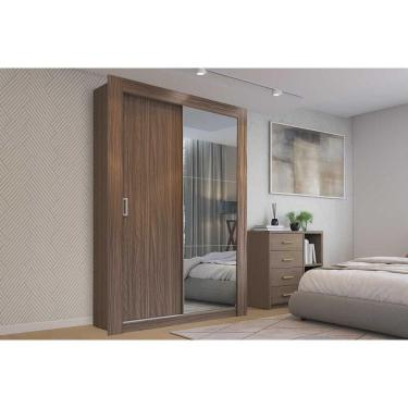 Imagem de Guarda Roupa Solteiro 2 Portas de Correr (1 c/ Espelho) PH 1728 Nogueira - Herval