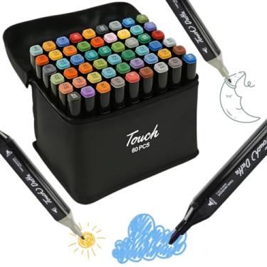 Imagem de Canetinhas, marcadores à base de álcool, com ponta dupla para colorir, desenhar e fazer esboços — canetas de pintura para crianças e adultos com estojo de transporte. (24)