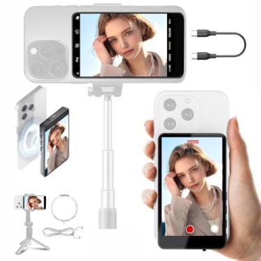 Imagem de SYNCO Monitor de selfie Xview M4 sem fio Vlog para iPhone e Android, câmera traseira 4K/1080P com alcance de 164 m, baixa latência, alto-falante integrado para YouTube TikTok Live Streaming (preto)