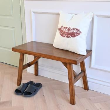 Imagem de Banco de fazenda de madeira maciça de 76 cm - entrada rústica, assentos para sala de estar e jantar, acabamento natural