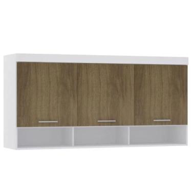 Imagem de Guarda-roupa Modulado 165cm Aéreo 2 Portas Alpes Luciane, Branco/Avelã