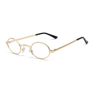 Imagem de Óculos de sol ovais de armação pequena para homens, metal, punk, retrô, redondo, steampunk, UV400 (dourado C8-transparente)