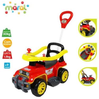 Imagem de Carrinho Quadriciclo Jip Jip Bombeiro De Passeio Infantil Bebê Com Emp