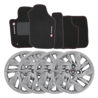 Imagem de Jogo de calotas 292cb-pta aro 14 cubo baixo prata + tapetes bordados a