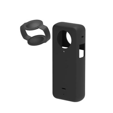 Imagem de SZZCNOX Capa protetora de silicone para Insta360 X5 com tampa de lente, capa de silicone macio e protetor de lente para acessórios de câmera esportiva panorâmica Insta360 X5 (preto)