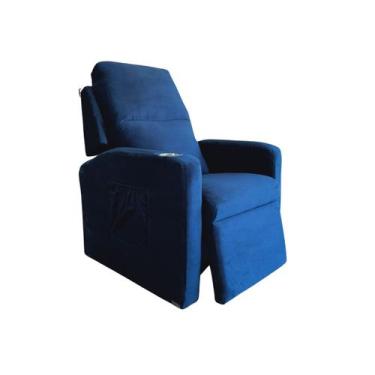 Imagem de Poltrona Papai Reclinavél De Veludo Com Massageador e Porta Copos - Es