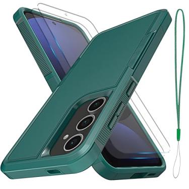 Imagem de YmhxcY Para Galaxy S24 FE [proteção contra quedas de grau militar de 3,5 metros] [antiderrapante] [2 peças de protetor de tela HD de vidro] Capa resistente à prova de choque para Galaxy S24 FE de 6,7